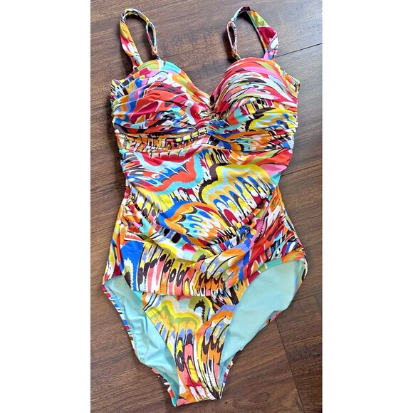 Bleu by Rod Beattie Women's Break The Mold Shirred One-Piece Swimsuit Multi 12 - Picture 3 of 9
